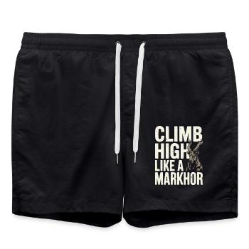 Markhor Liebhaber Tier Tier Wild Ziege Pakistan - Badeshorts - Schwarz - Vorne - AI Model Male 185 light (185cm)
