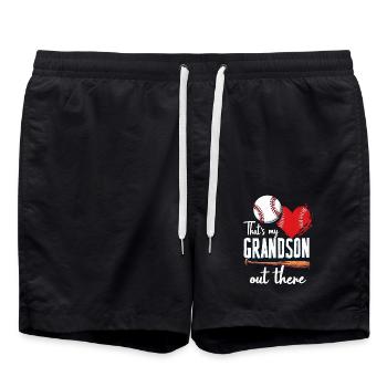 Baseball Grandma Grandma Baseball Player Grandma Grandmother - Swim Trunks - black - Front - AI Model Male 185 light (185cm)