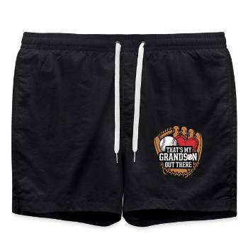 Baseball Grandma Grandma Baseball Player Grandma Grandmother - Swim Trunks - black - Front - AI Model Male 185 light (185cm)