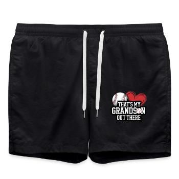 Baseball Grandma Grandma Baseball Player Grandma Grandmother - Swim Trunks - black - Front - AI Model Male 185 light (185cm)