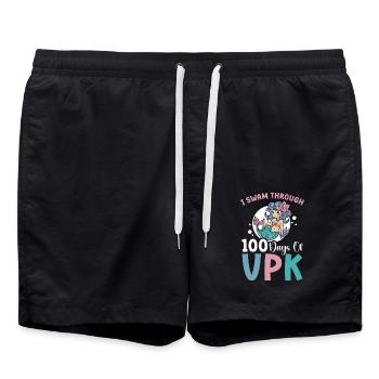 I swam through 100 days of VPK - Swim Trunks - black - Front - AI Model Male 185 light (185cm)