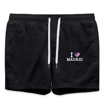I Love Madrid Cool I Love Wrong Flag USA Lover - Swim Trunks - black - Front - AI Model Male 185 light (185cm)