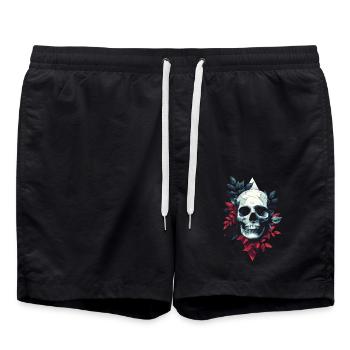 Geometrischer Schädel mit Blättern - Badeshorts - Schwarz - Vorne - AI Model Male 185 light (185cm)