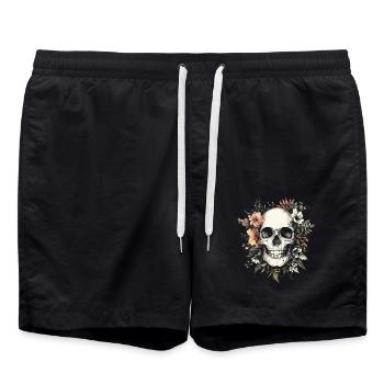 Crâne réaliste avec couronne florale - Short de bain - noir - Devant - AI Model Male 185 light (185cm)