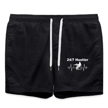 24/7 Hustler – Work Mode On - Swim Trunks - black - Front - AI Model Male 185 light (185cm)