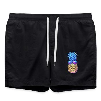 Stylische Ananas mit Sonnenbrille - Badeshorts - Schwarz - Vorne - AI Model Male 185 light (185cm)