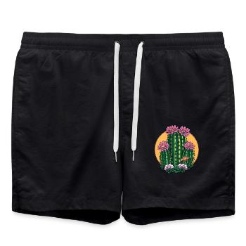 Blooming cactus in sunset - Swim Trunks - black - Front - AI Model Male 185 light (185cm)