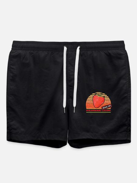 Erdbeeren Erdbeere Strawberry Geschenke - Badeshorts - Schwarz