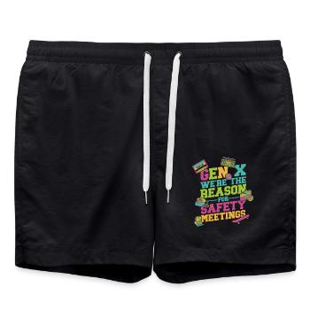 Gen X Wir Sind Der Grund Für Sicherheitsmeetings - Badeshorts - Schwarz - Vorne - AI Model Male 185 light (185cm)