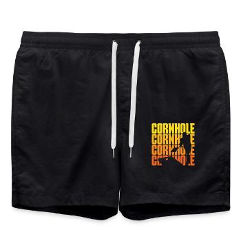 Cornhole Player Vintage Silhouette Design - Swim Trunks - black - Front - AI Model Male 185 light (185cm)