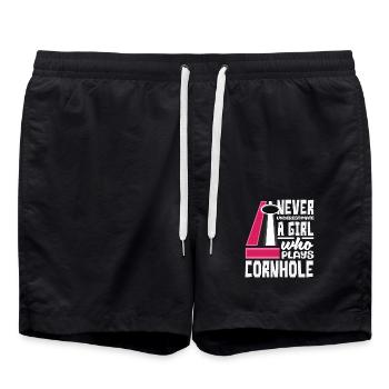 Ne sous-estimez jamais une joueuse de cornhole - Short de bain - noir - Devant - AI Model Male 185 light (185cm)