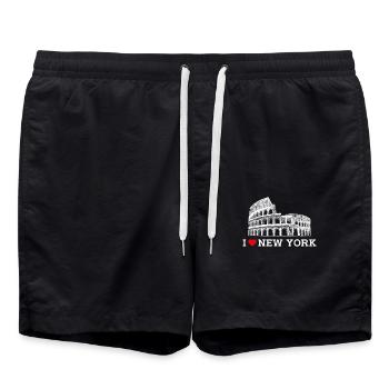 New York Lover United State Herz Flagge Kolosseum - Badeshorts - Schwarz - Vorne - AI Model Male 185 light (185cm)