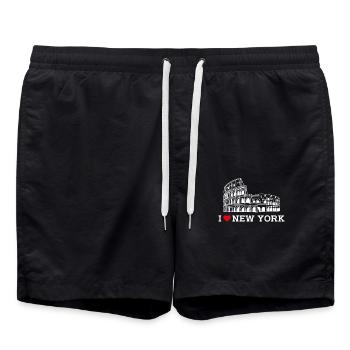 New York Liebhaber Cool Colosseum Herz Flagge USA Wortspiel - Badeshorts - Schwarz - Vorne - AI Model Male 185 light (185cm)
