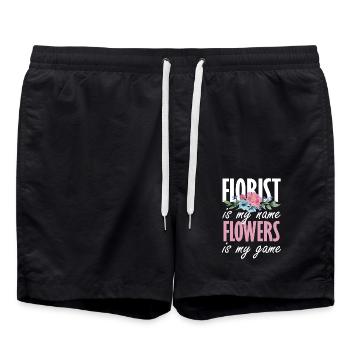Florist is my name, flowers are my game - Swim Trunks - black - Front - AI Model Male 185 light (185cm)