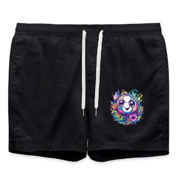 Ballon de football coloré avec des fleurs - Short de bain - noir - Devant - AI Model Male 185 light (185cm)