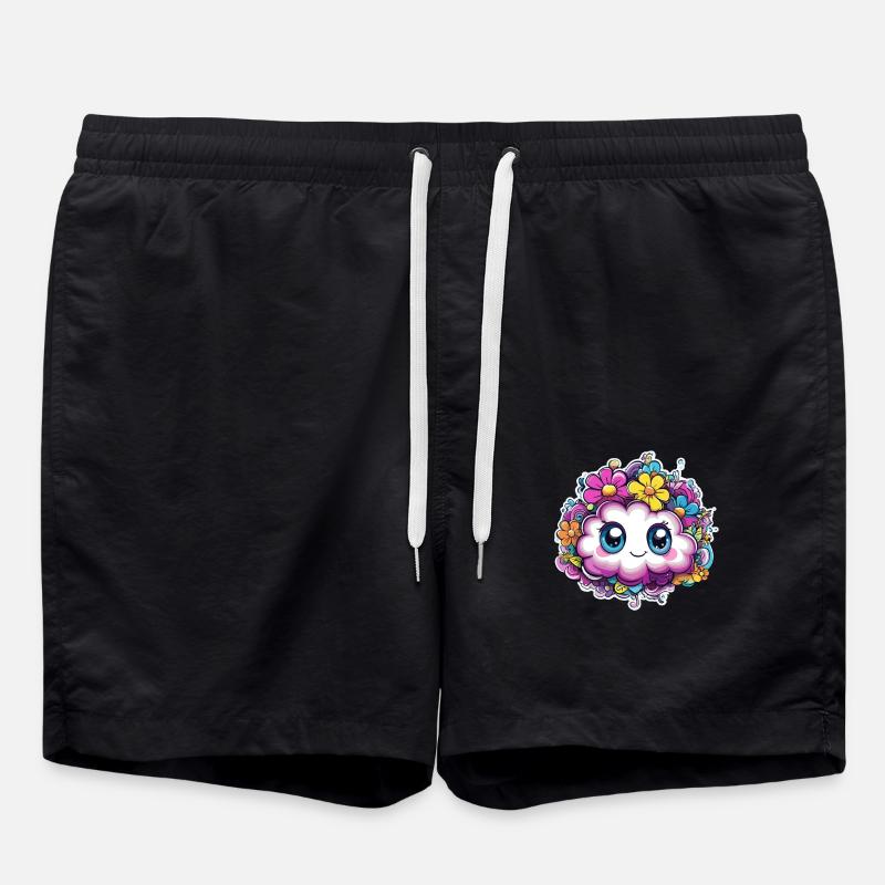 Happy Flower Cloud - Swim Trunks - black