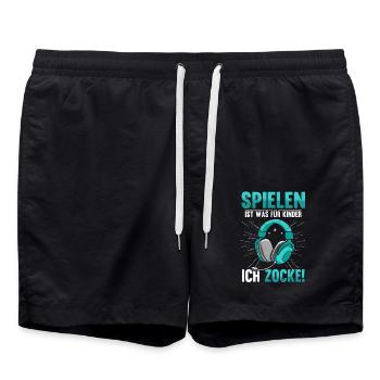 Spielen Ist Was Für Kinder Ich Zocke Gamer Zocken - Badeshorts - Schwarz - Vorne - AI Model Male 185 light (185cm)
