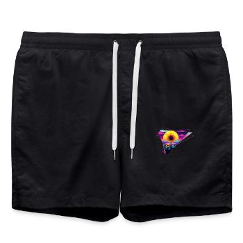 Retro Wave Sonnenblume Dreieck - Badeshorts - Schwarz - Vorne - AI Model Male 185 light (185cm)