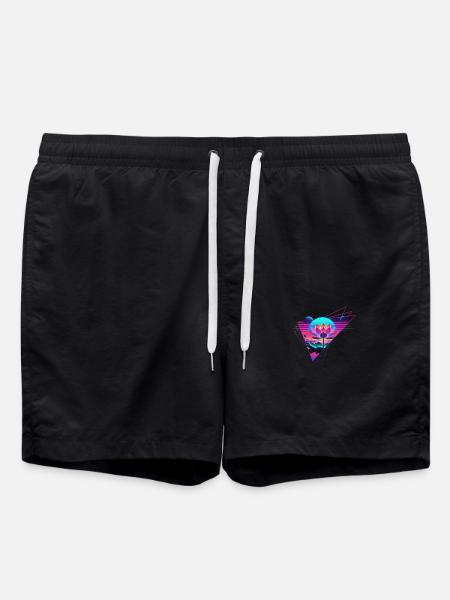 Retro Wave Lotus Triangle - Swim Trunks - black
