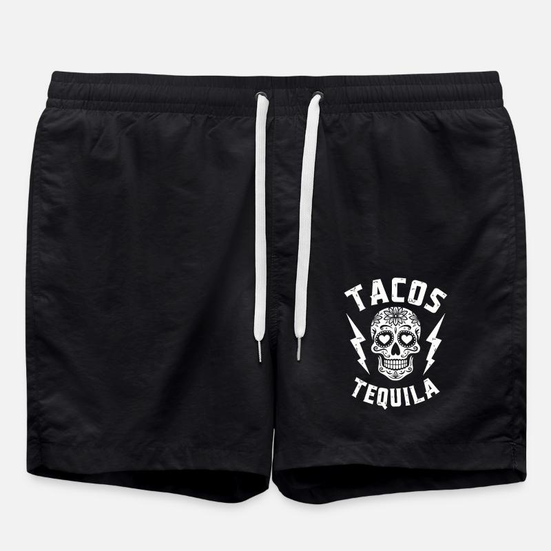 Tacos Tequila & Skull Vibes - Swim Trunks - black