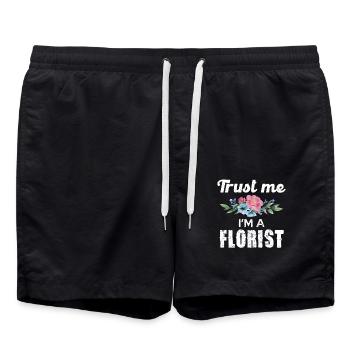 Trust me, I'm a florist with a floral motif - Swim Trunks - black - Front - AI Model Male 185 light (185cm)