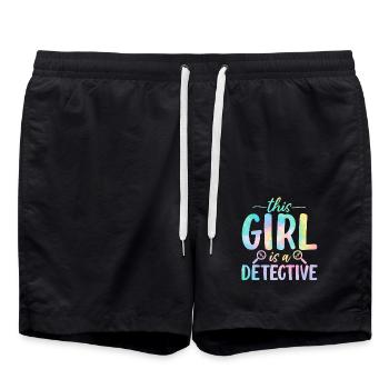Drôle Médico-Légal Fille Scène de crime Science médico-légale - Short de bain - noir - Devant - AI Model Male 185 light (185cm)