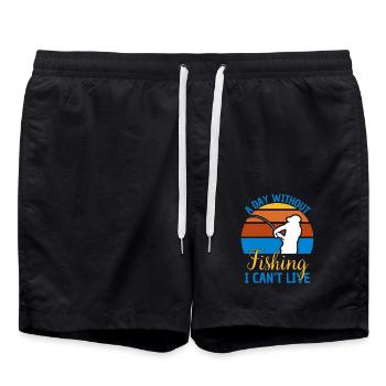 Fishing Saying Funny Fishing Design - Swim Trunks - black - Front - AI Model Male 185 light (185cm)