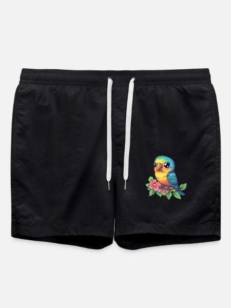 Bunter Tropenvogel - Badeshorts - Schwarz