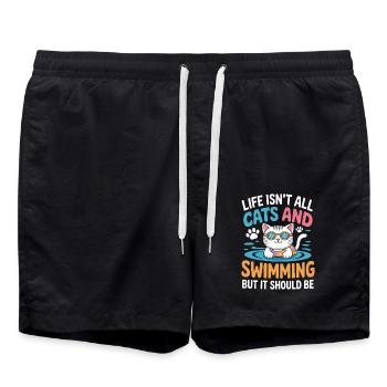 Natation Dire Chat Drôle Natation Cadeau - Short de bain - noir - Devant - AI Model Male 185 light (185cm)