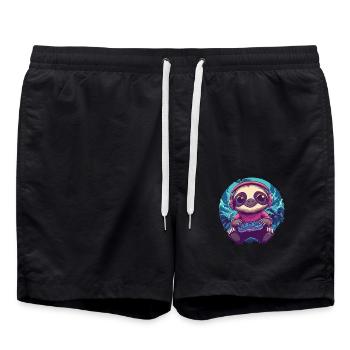 Gamer Sloth Chill Mode - Swim Trunks - black - Front - AI Model Male 185 light (185cm)