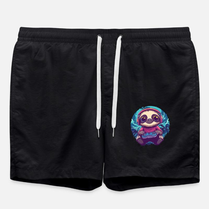 Gamer Sloth Chill Mode - Swim Trunks - black