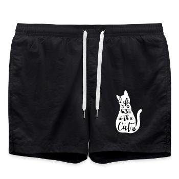 Katzen Spruch Katzenhalter Kätzchen - Badeshorts - Schwarz - Vorne - AI Model Male 185 light (185cm)