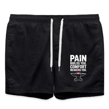 La douleur vous construit le confort Vous affaiblit Votre force mentale - Short de bain - noir - Devant - AI Model Male 185 light (185cm)