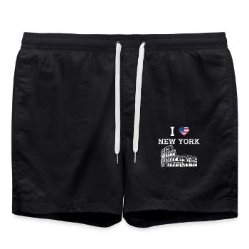 New York Liebhaber Kolosseum USA Flagge Herz Humor - Badeshorts - Schwarz - Vorne - AI Model Male 185 light (185cm)