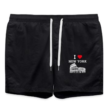 New York Liebhaber USA Herz Flagge Kolosseum Amerika - Badeshorts - Schwarz - Vorne - AI Model Male 185 light (185cm)