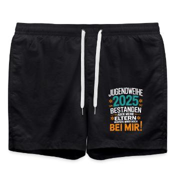 Jugendweihe 2025 Bestanden Eltern Wohnen Immer - Badeshorts - Schwarz - Vorne - AI Model Male 185 light (185cm)