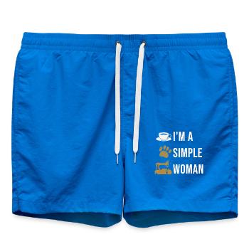 Ich Bin Eine Einfache Frau Mit Kaffee Nähmaschine - Badeshorts - Cobalt blue - Vorne