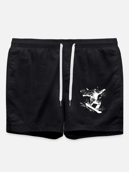 Snowboarder Snowboarding Snowboard - Swim Trunks - black