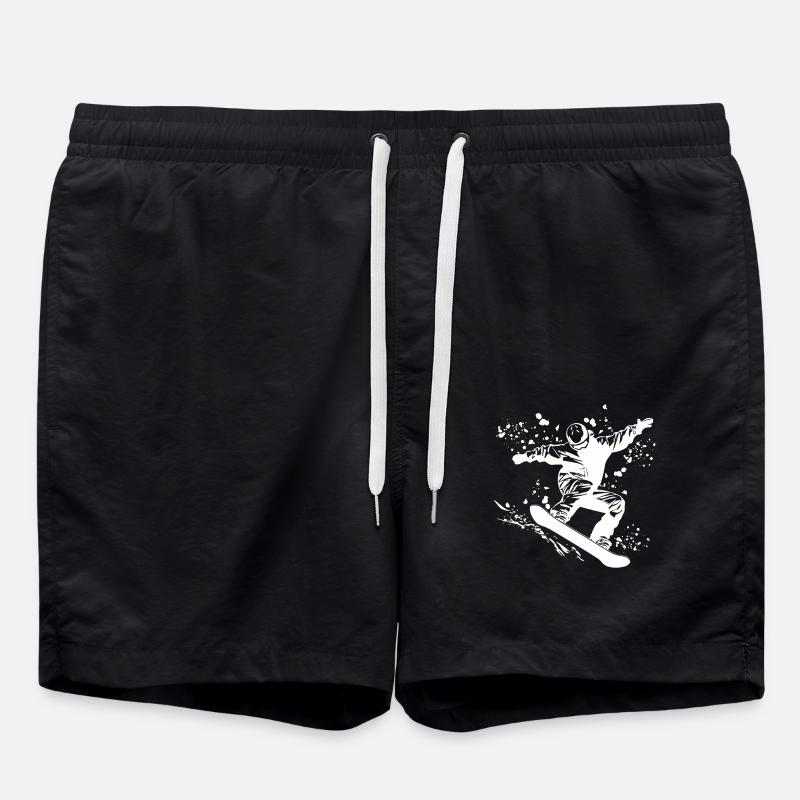 Snowboarder Snowboarding Snowboard - Swim Trunks - black