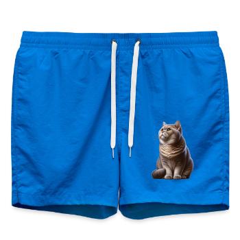 British Shorthair Cat - Swim Trunks - cobalt blue - Front