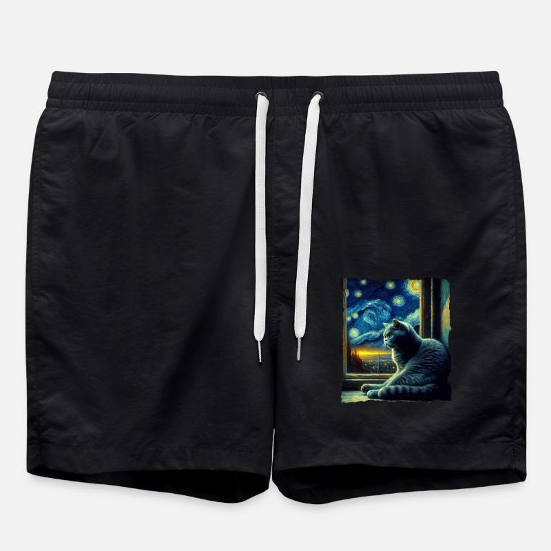 Britisch Kurzhaar Katze Starry Night - Badeshorts - Schwarz
