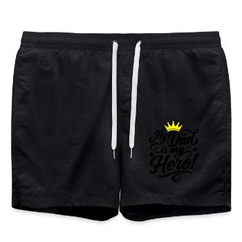 Meilleur papa héros disant la fête des pères - Short de bain - noir - Devant - AI Model Male 185 light (185cm)