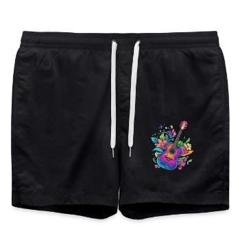 Colorful guitar with flowers - Swim Trunks - black - Front - AI Model Male 185 light (185cm)