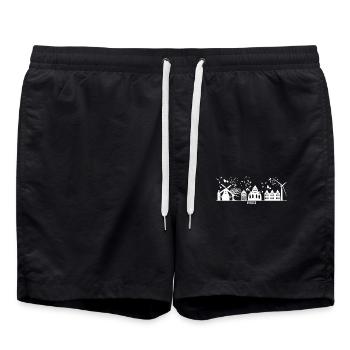 Norder Skyline Bunt Stadtbild Norden - Badeshorts - Schwarz - Vorne - AI Model Male 185 light (185cm)
