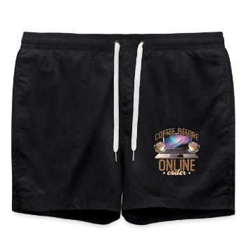 Online Coder Coffee Before Programmer Coffee Lover - Badeshorts - Schwarz - Vorne - AI Model Male 185 light (185cm)