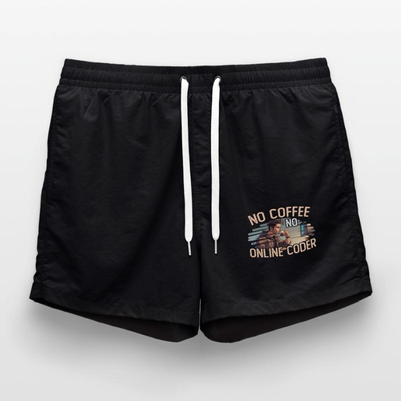 Online Coder No Coffee No Programming Coffee Lover Swim Trunks