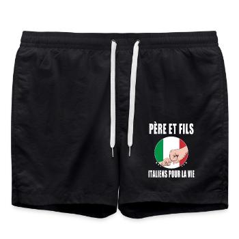 père et fils italie italien papa - Short de bain - noir - Devant - AI Model Male 185 light (185cm)