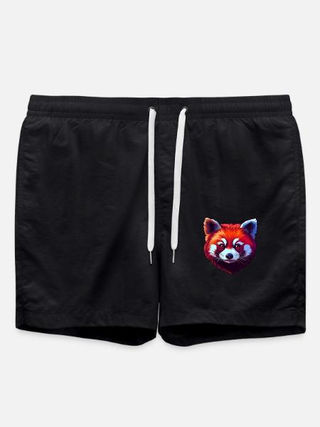 Red Panda Portrait - Swim Trunks - black