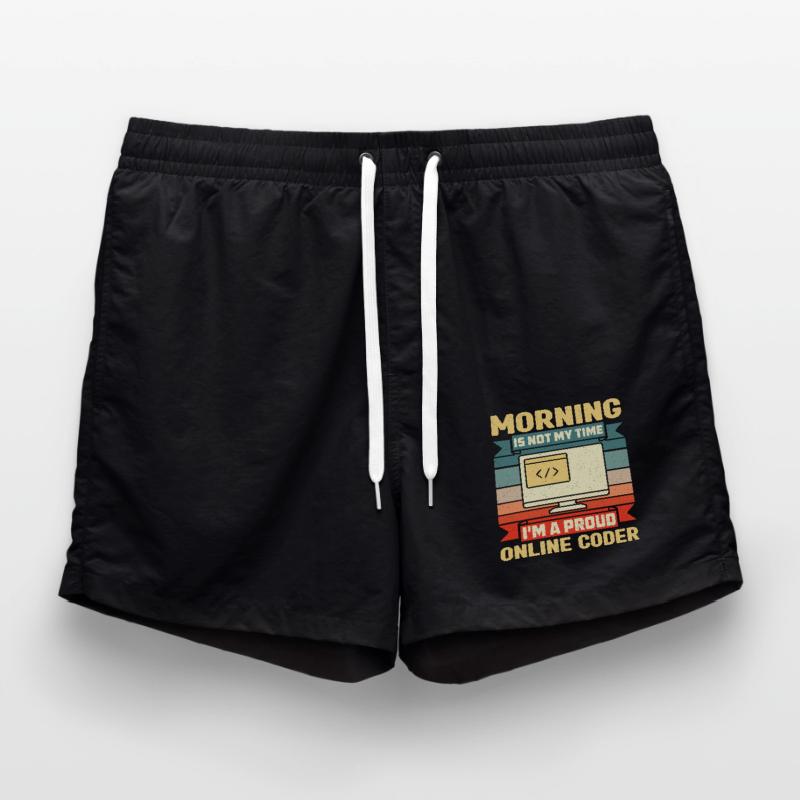Online Coder Morning Is Not My Time Programmer Badeshorts