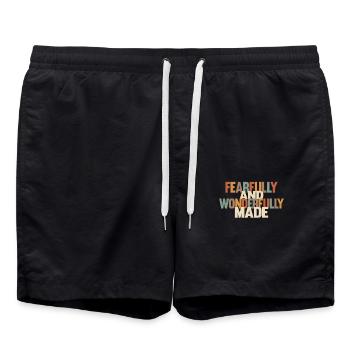 Fearfully and Wonderfully Made - Swim Trunks - black - Front - AI Model Male 185 light (185cm)